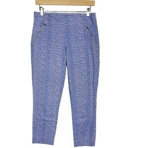 Anthropologie Cartonnier 4 Blue Charlie Trouser Ankle Pants Shell Print Jacquard